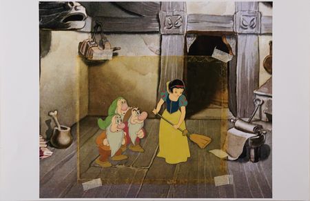 Lot #4079 Snow White, Bashful, Grumpy, and Sleepy production cels from Snow White and the Seven Dwarfs - Image 2