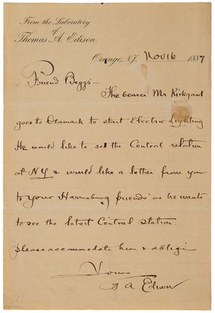 Lot #4047 Thomas Edison Autograph Letter Signed on 