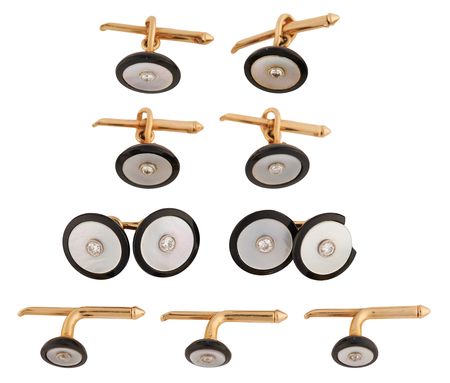 Lot #4022 Franklin D. Roosevelt's Lot of (9) Diamond-Set Formalwear Accessories - (2) Cufflinks, (4) Vest Studs, and (3) Shirt Studs - Image 1