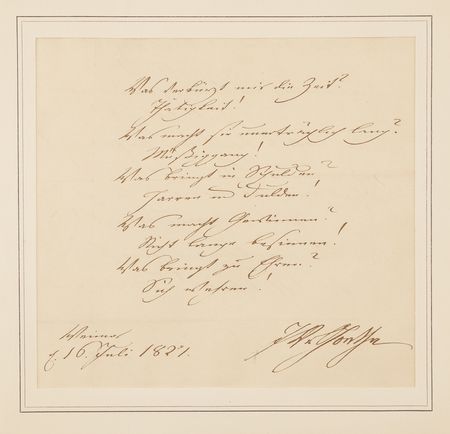 Lot #4065 Johann Wolfgang von Goethe Autograph Poem Signed - 'Fünf andere' from West–östlicher Divan - Image 2