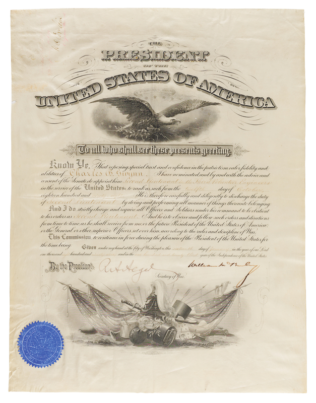 Lot 90 William McKinley Document Signed as President, Appointing a Lieutenant