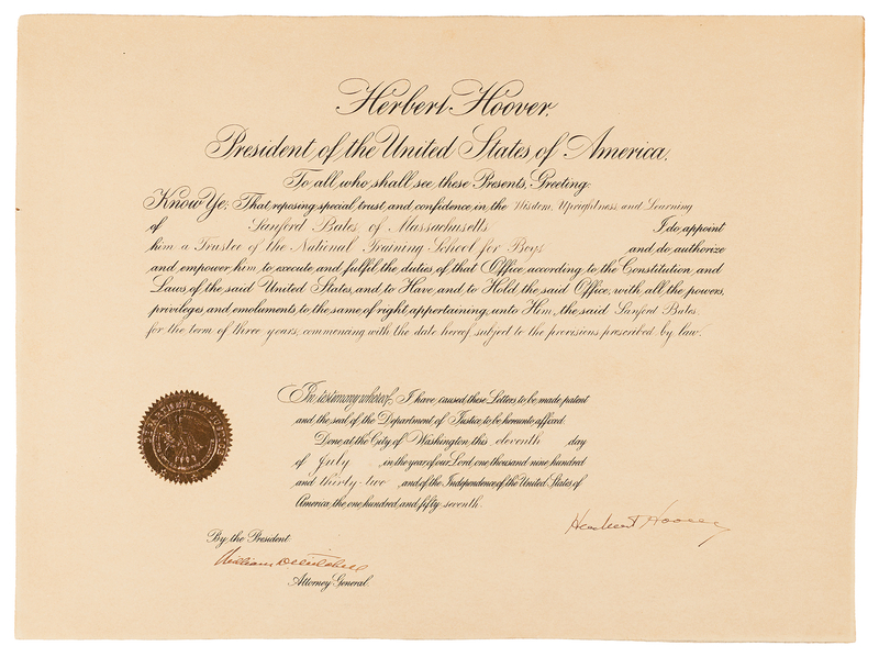 Lot 67 Herbert Hoover Document Signed as President