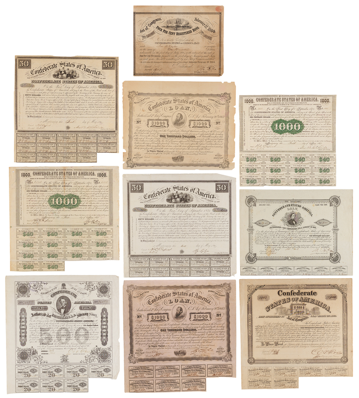 Lot 357 Confederate Bond Archive - Lot of (10)