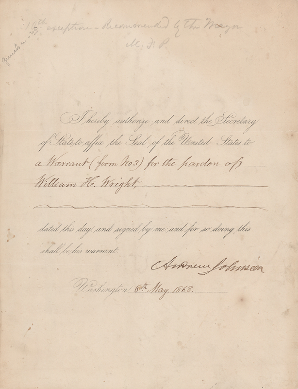 Lot 69 Andrew Johnson Document Signed as President