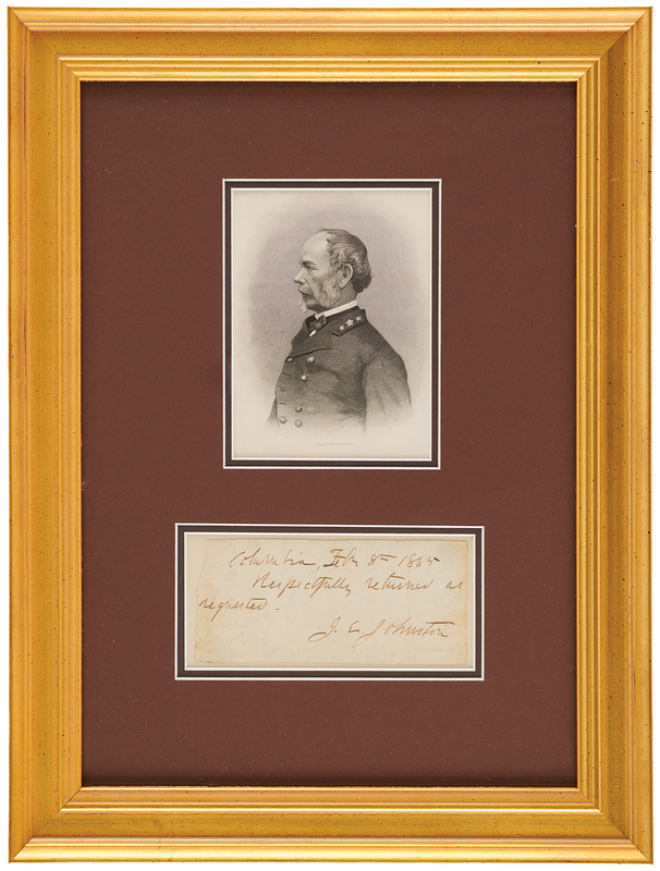 Lot 371 Joseph E. Johnston Civil War-Dated Signature