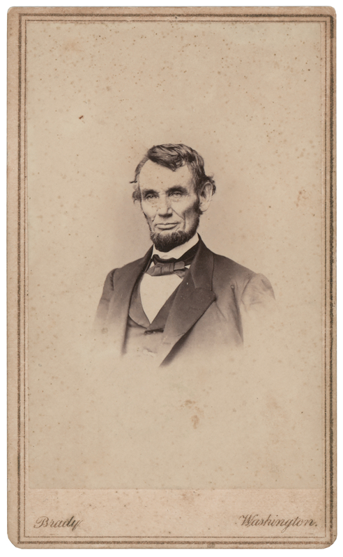 Lot 84 Abraham Lincoln Carte-de-Visite Photograph by Mathew Brady (ca. February 1864)