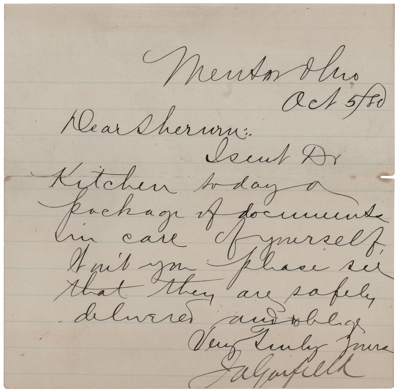 Lot 59 James A. Garfield Letter Signed - One Month Before His Presidential Election