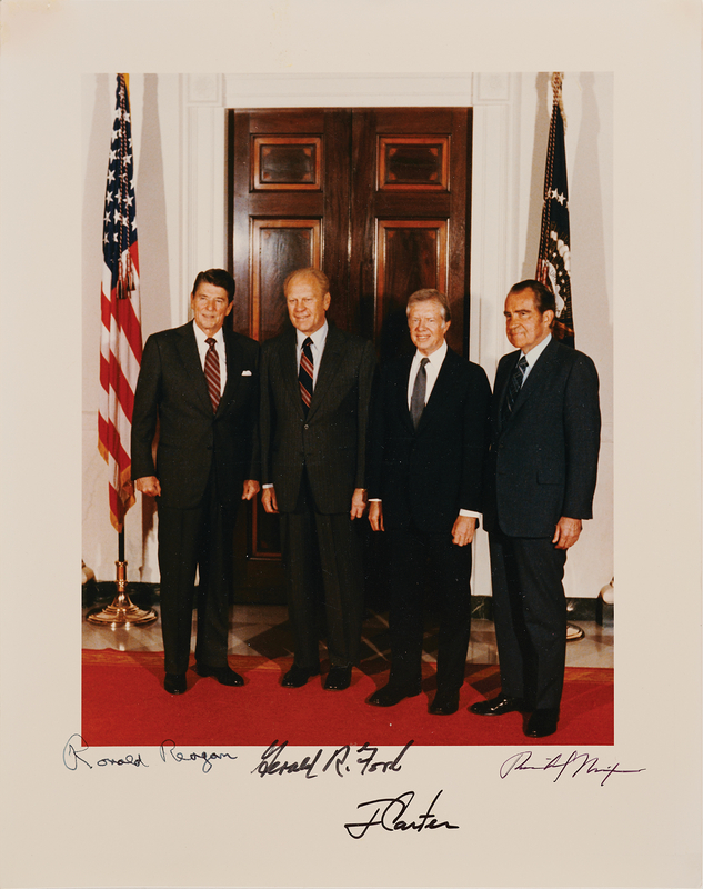Lot 37 Four Presidents Signed Photograph - Nixon, Ford, Reagan, and Carter