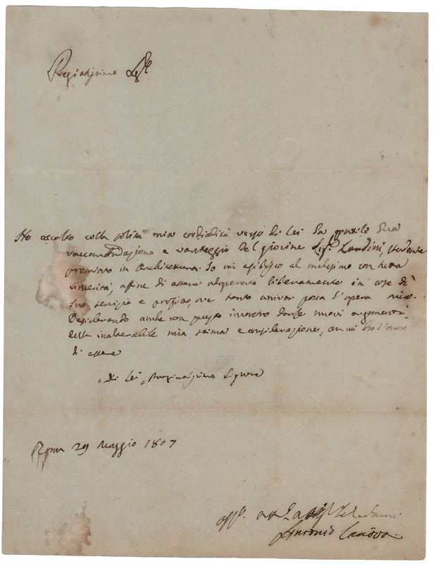 Lot 460 Antonio Canova Autograph Letter Signed