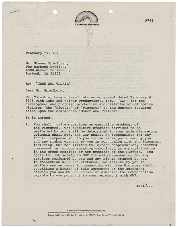 Lot 713 Steven Spielberg Document Signed