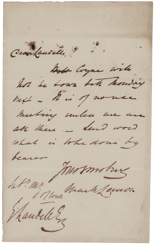 Lot 505 Mark Lemon Autograph Letter Signed