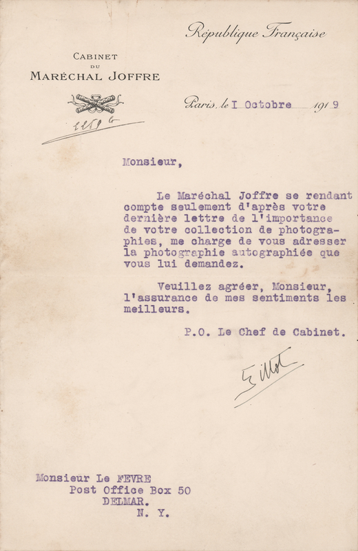 Lot 370 Joseph Joffre Signed Photograph