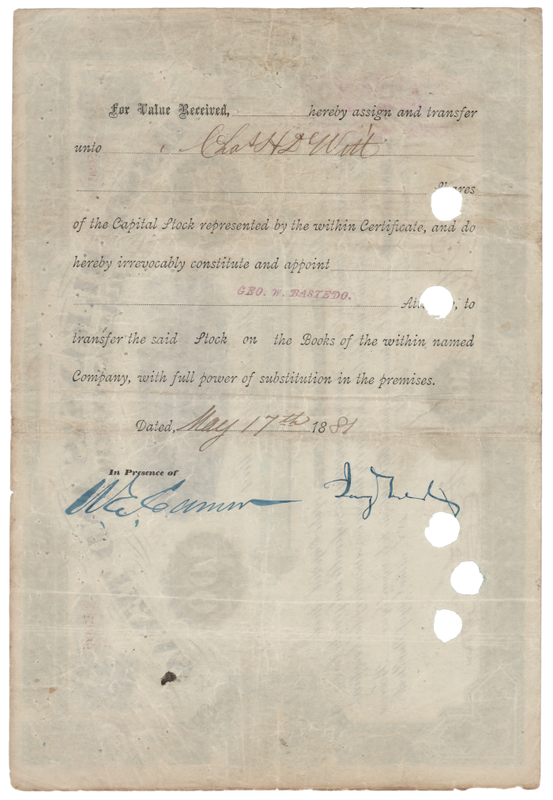 Lot 250 Jay Gould Document Signed - 'Missouri, Kansas and Texas Railway' Stock Certificate