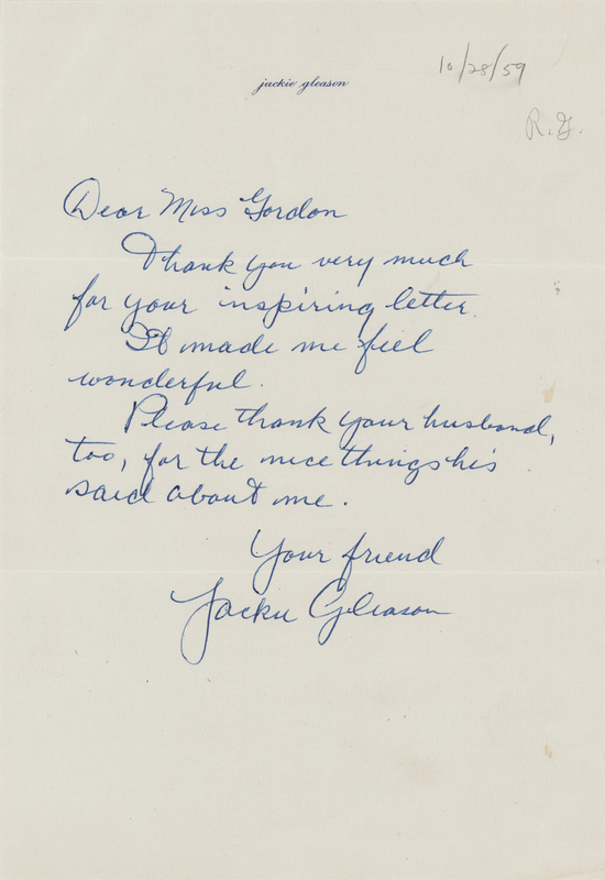 Lot 669 Jackie Gleason Autograph Letter Signed to Ruth Gordon
