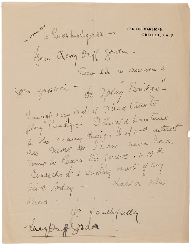 Lot 211 Lucille Duff-Gordon Autograph Letter Signed: 