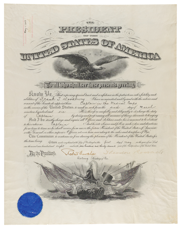 Lot 102 Theodore Roosevelt Document Signed as President