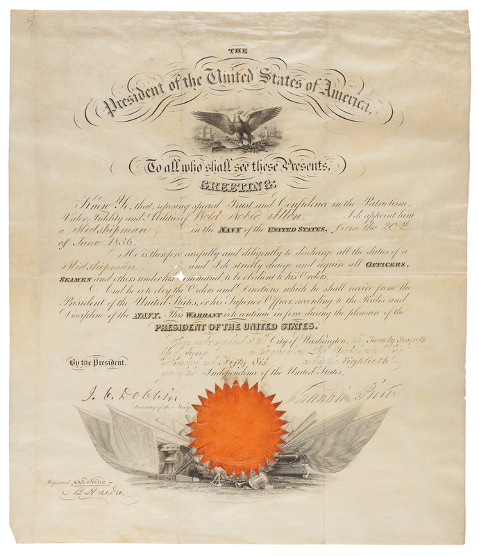 Lot 93 Franklin Pierce Document Signed as President