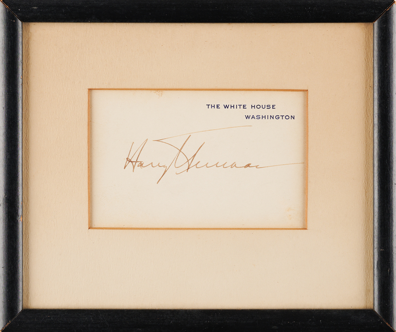 Lot 107 Harry S. Truman Signed White House Card