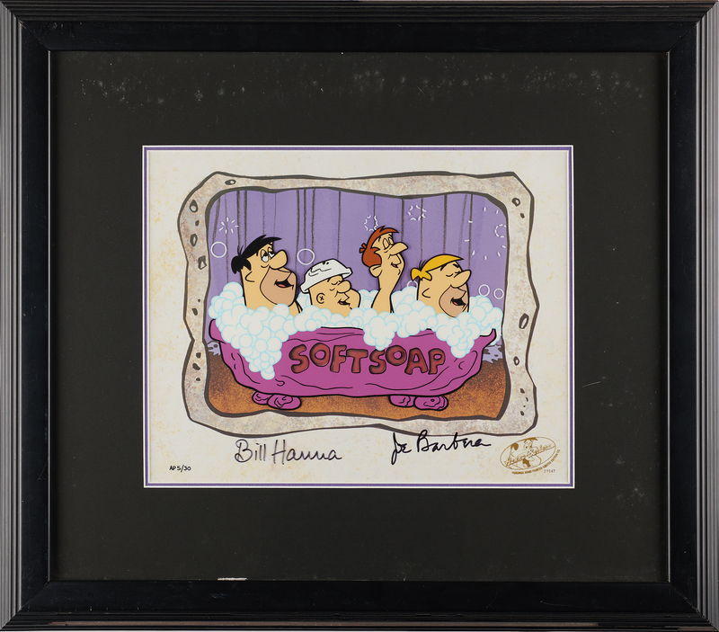 Lot 479 Fred Flintstone and Barney Rubble limited edition cel for The Flintstones entitled 'Soft Soap'