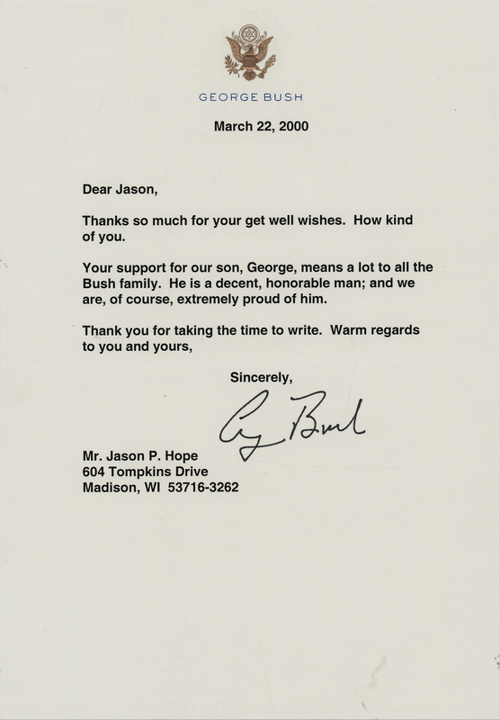 Lot 46 George Bush Typed Letter Signed on the 2000 Presidential Election: 
