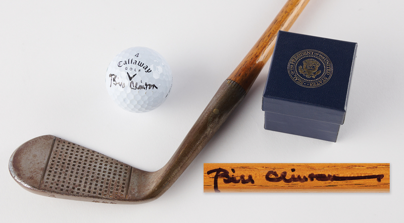 Lot 53 Bill Clinton Signed 3-Iron Golf Club and Callaway Golf Ball