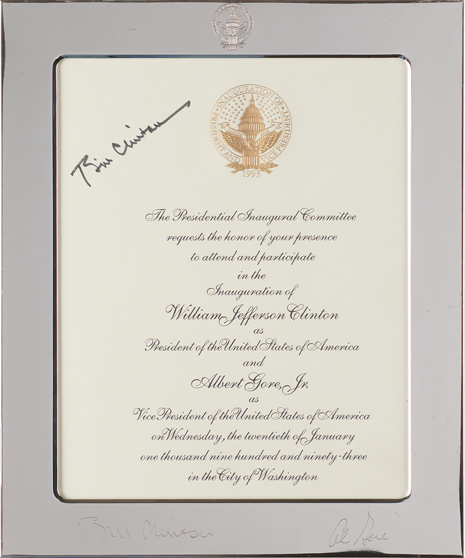 Lot 55 Bill Clinton Signed 1993 Inaugural Invitation