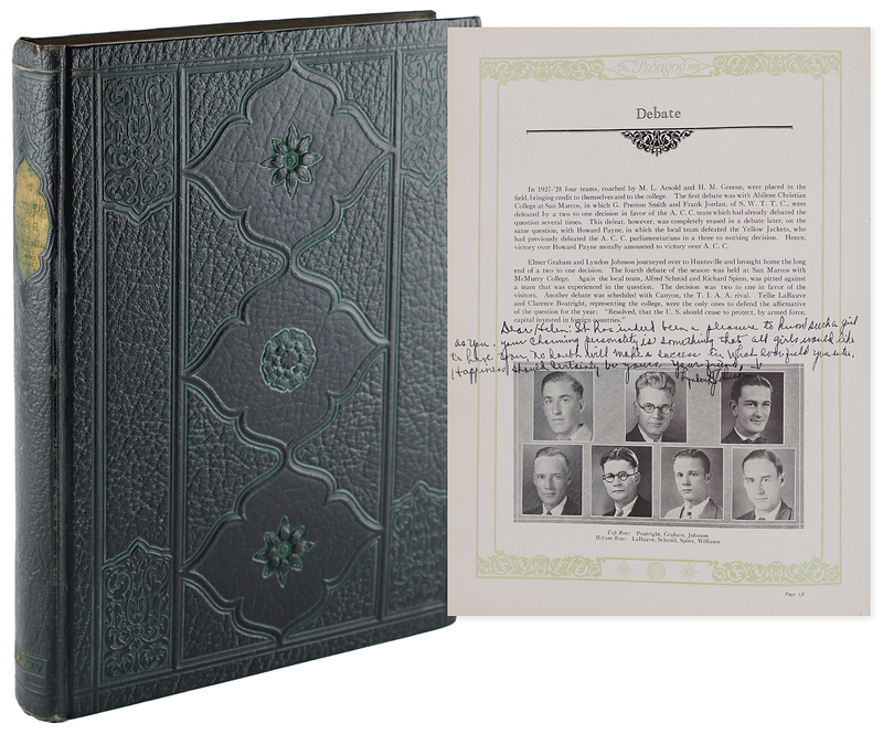 Lot 32 Lyndon B. Johnson Signed 1928 Southwest Texas State Teachers College Yearbook