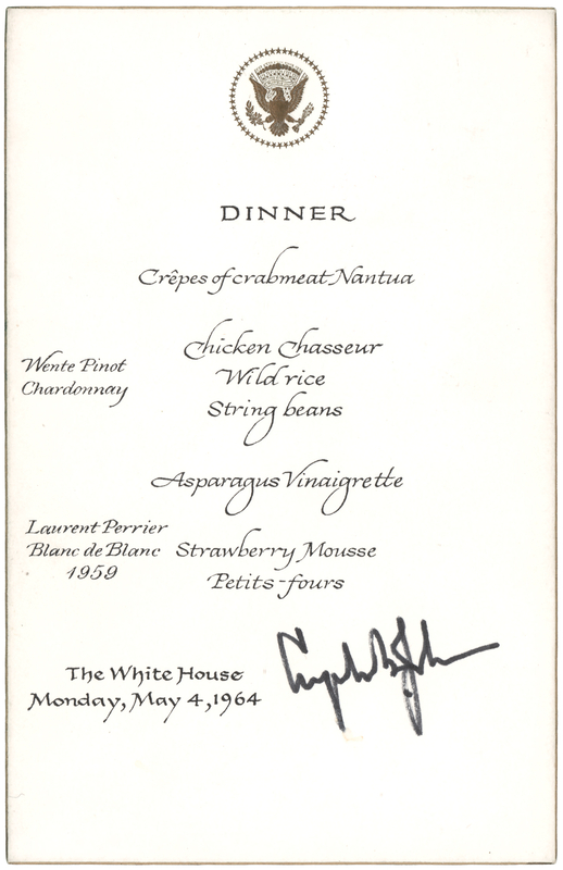 Lot 71 Lyndon B. Johnson Signed White House Dinner Menu