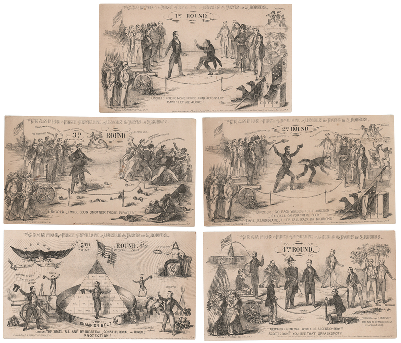 Lot 80 Abraham Lincoln and Jefferson Davis (5) Patriotic Postal Covers: 