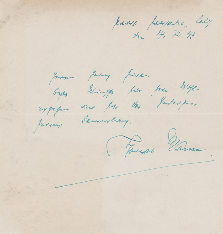 Lot 506 Thomas Mann Autograph Letter Signed