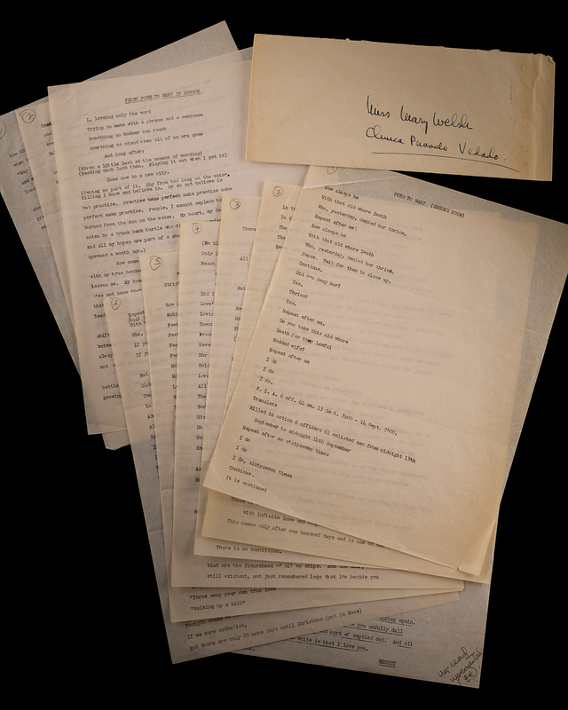 Lot 486 Ernest Hemingway Annotated and Initialed Wartime Poems to His Future Wife, Mary Welsh