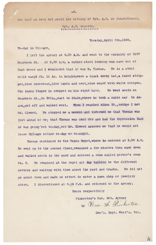 Lot 281 William A. Pinkerton Typed Letter Signed