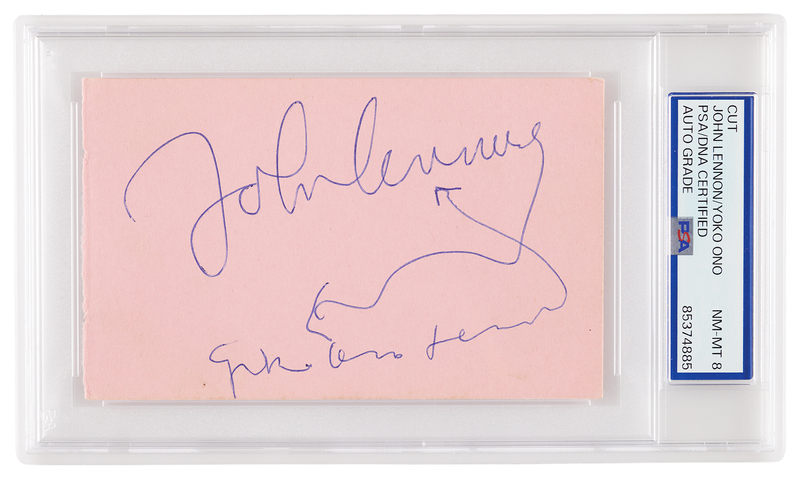 Lot 522 Beatles: John Lennon and Yoko Ono Signatures - PSA NM-MT 8