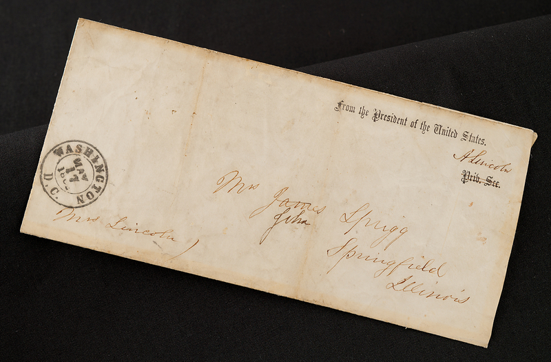 Lot 9 Abraham Lincoln Signed Free Frank as President, Addressed and Signed by Mary Todd Lincoln