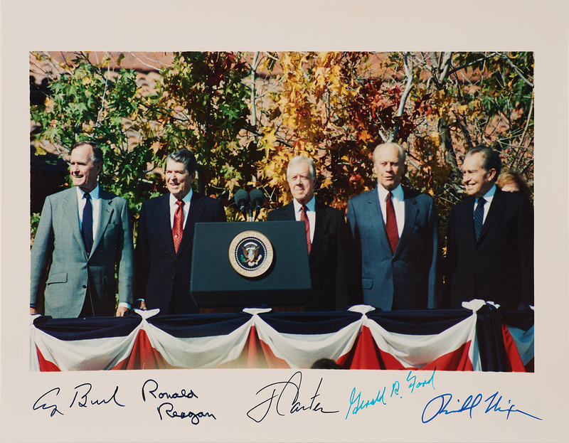 Lot 36 Five Presidents Signed Photograph - Nixon, Ford, Carter, Reagan, and Bush