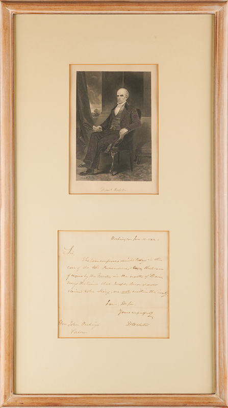 Lot 304 Daniel Webster Autograph Letter Signed on a Contested Ship Seizure: 