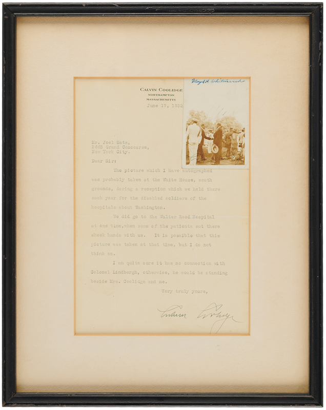 Lot 57 Calvin Coolidge Typed Letter Signed and Signed Photograph