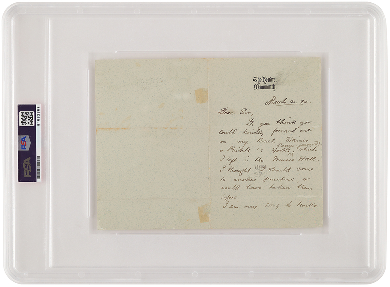 Lot 179 Charles Rolls Autograph Letter Signed - PSA GEM MINT 10
