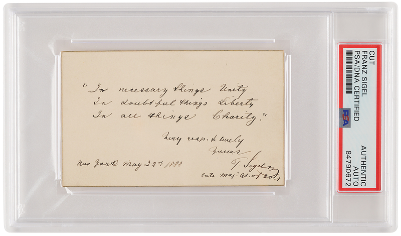 Lot 390 Franz Sigel Autograph Quotation Signed
