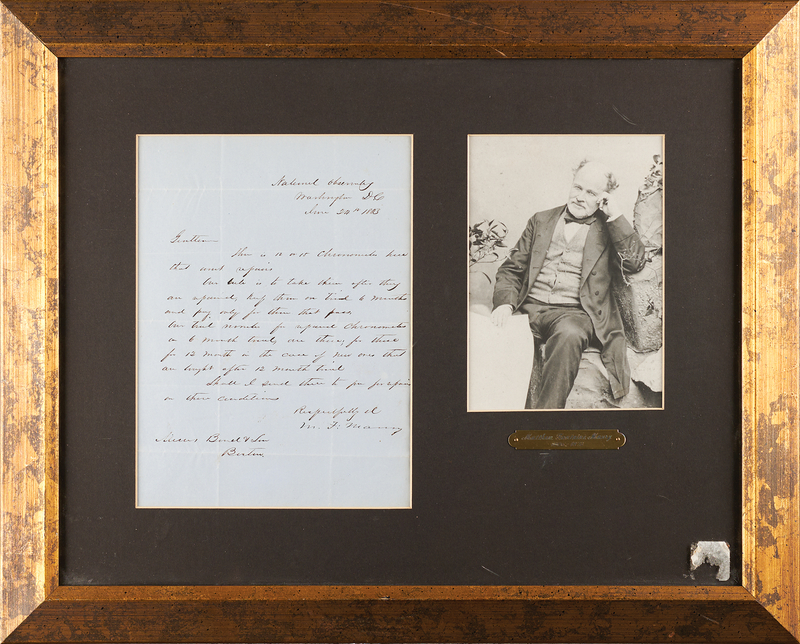 Lot 376 Matthew F. Maury Letter Signed on the Repair of Chronometers