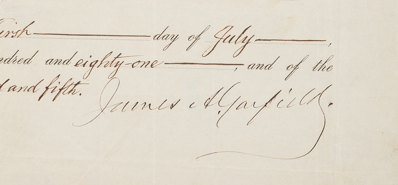 Lot 27 James A. Garfield Signature as President - Dated a Day Before His Assassination