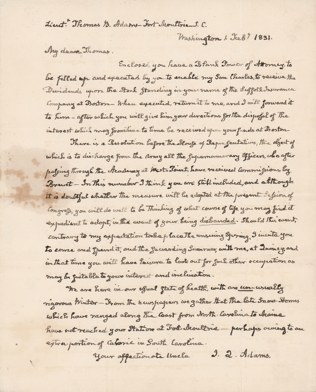 Lot 3 John Quincy Adams Autograph Letter Signed as a Congressman-Elect