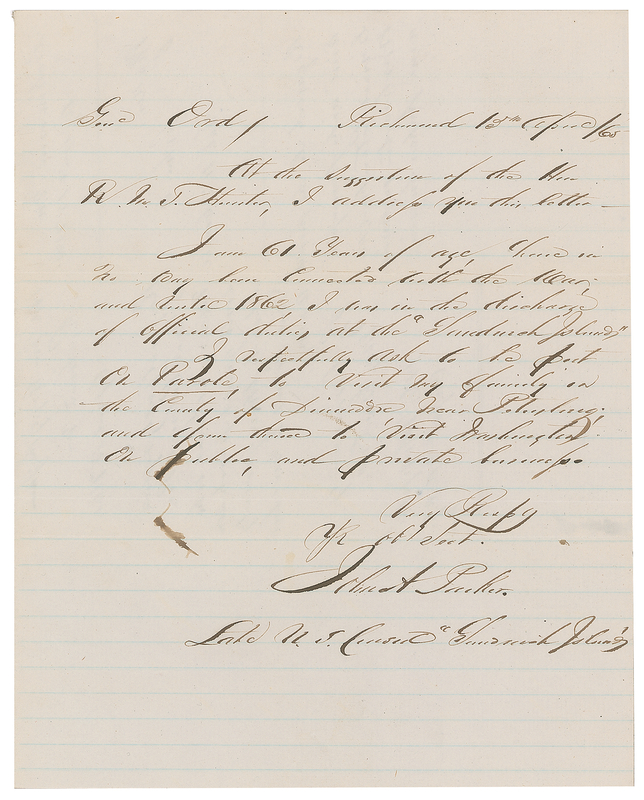 Lot 325 John A. Parker War-Dated Autograph Letter Signed