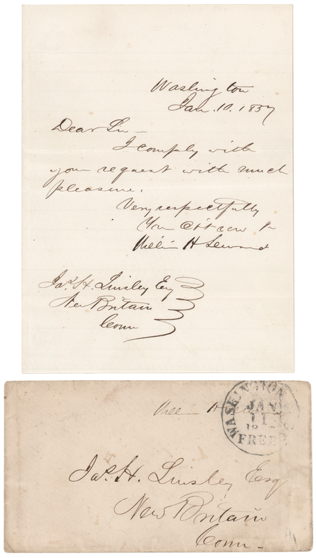 Lot 387 William H. Seward (2) Signed Items - Autograph Letter and Free Frank