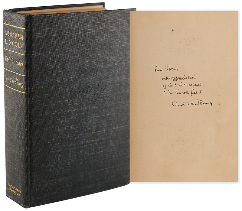 Lot 88 Abraham Lincoln: Carl Sandburg Signed Book - Presented to a Prominent Lincoln Scholar