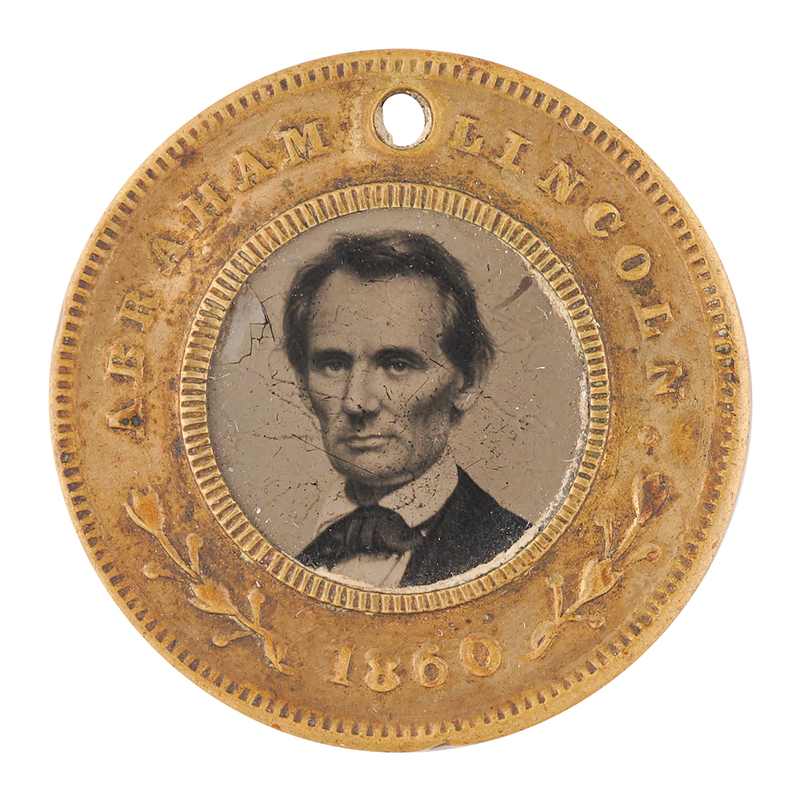 Lot 401 Abraham Lincoln and Hannibal Hamlin 1860 Presidential Campaign Ferrotype Token