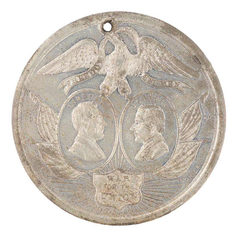 Lot 403 Abraham Lincoln and Andrew Johnson 1864 Presidential Campaign Medallion