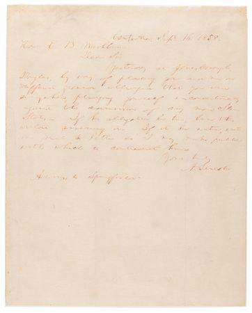 Lot #8 Abraham Lincoln Examines Debate Claims Made by Opponent Stephen Douglas, Verifying a Republican Ally’s Stance “against the admission of any more Slave States” – “If his allegation be true, burn this without answering it” - Image 2