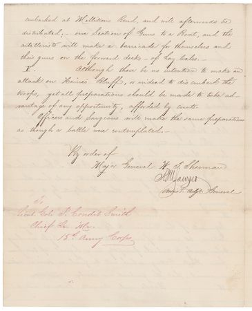 Lot #330 Vicksburg: Special Orders No. 96, Signed by R. M. Sawyer (1863) - Organizing a Diversionary 