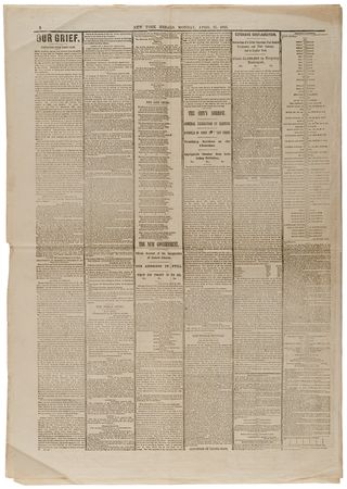 Lot #81 Abraham Lincoln Assassination: The New York Herald from April 17, 1865 - Image 4